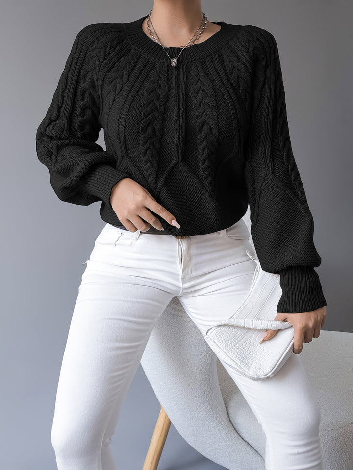 Paula | Cable Knit Jumper with Lantern Sleeves