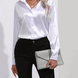 Satin Button-Down Blouse | Luxurious Feel, Professional Elegance