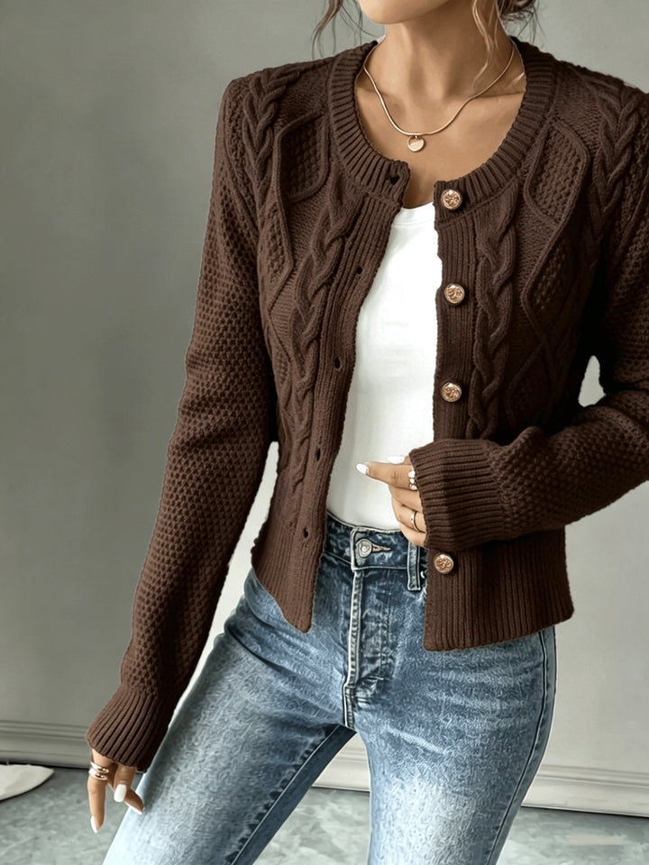 Ella | Chunky Cable Knit Button Cardigan