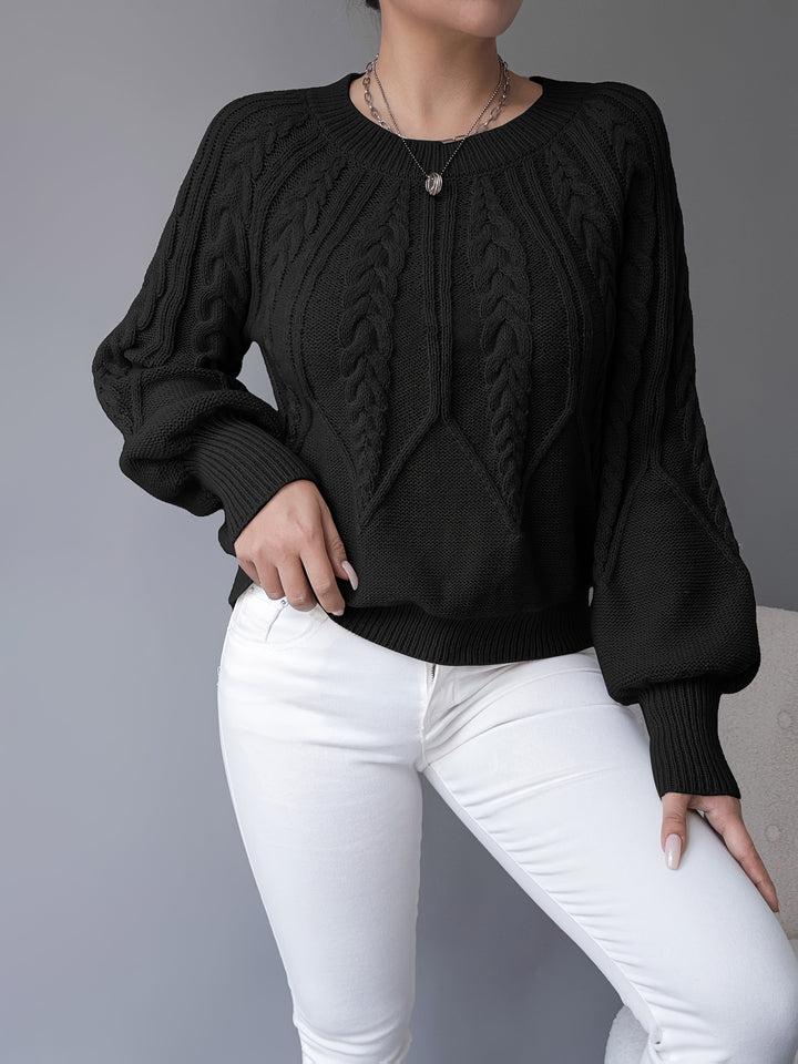 Paula | Cable Knit Jumper with Lantern Sleeves