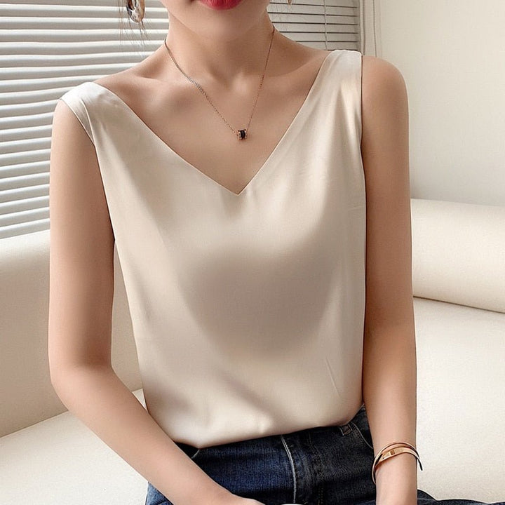 Olivia | Draped Satin Tank Top