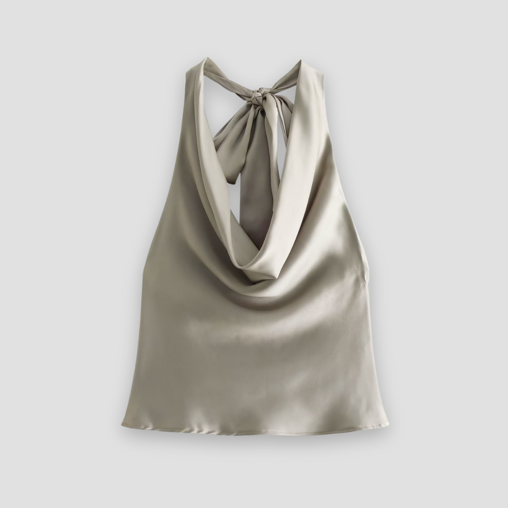Hannah | Satin Tank Top with Halter Back