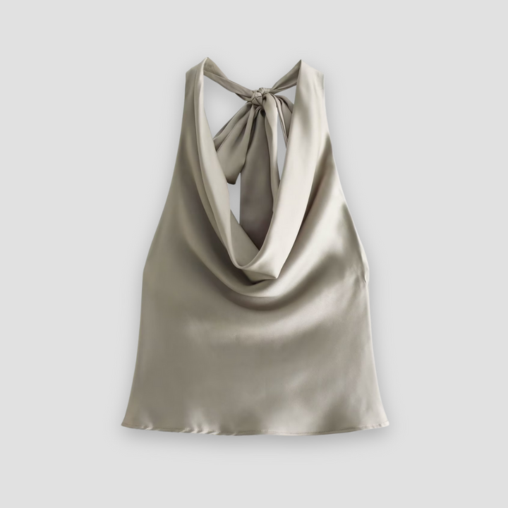 Hannah | Satin Tank Top with Halter Back