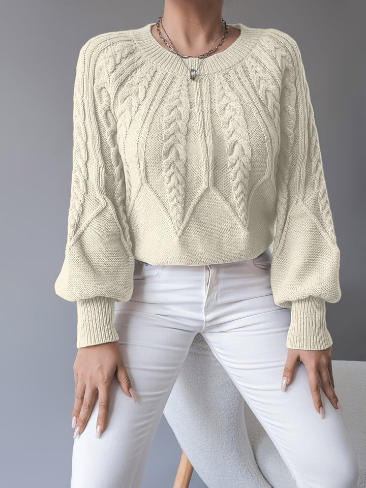 Paula | Cable Knit Jumper with Lantern Sleeves
