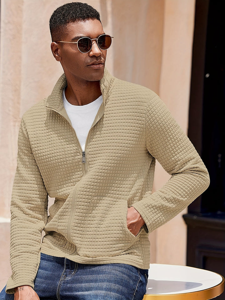 Kieran | Textured Zip-Through Jacket with Stand Collar