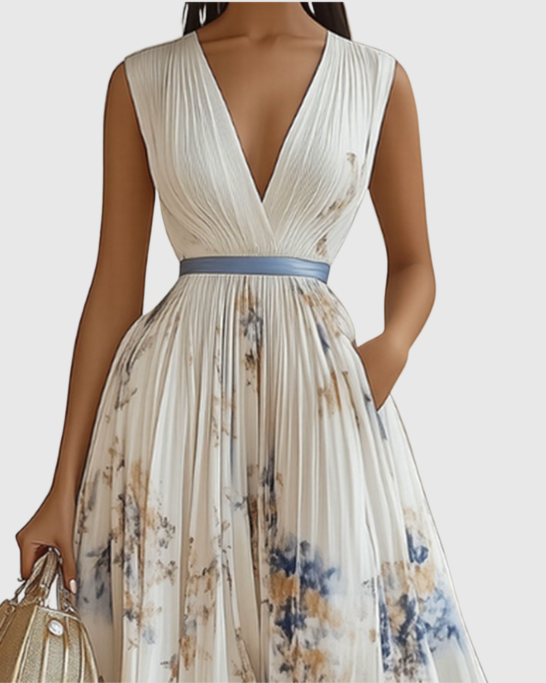 Rowella | Elegant Pleated Maxi Dress for Occasions