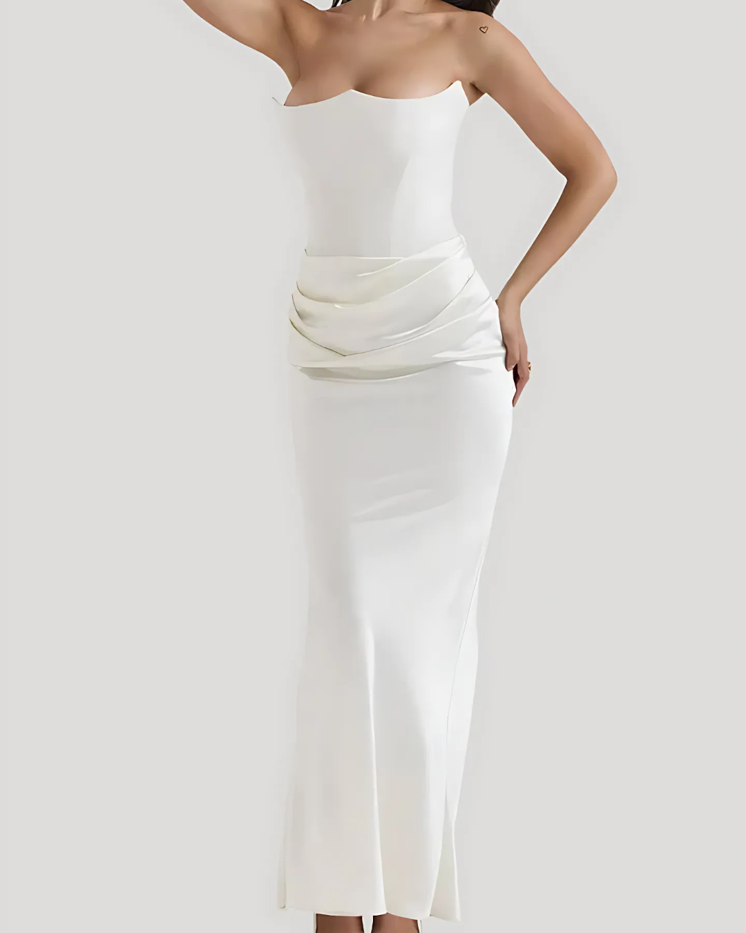 Strapless Draped Maxi Dress for Occasions