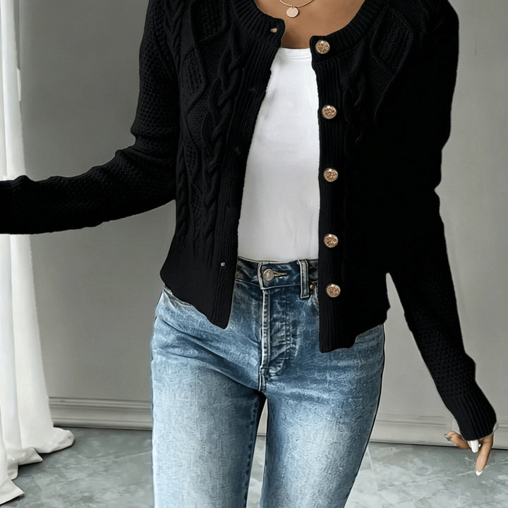 Ella | Chunky Cable Knit Button Cardigan