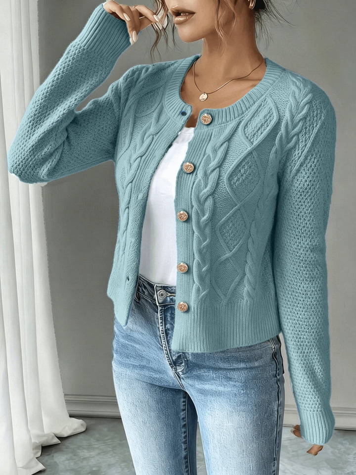 Ella | Chunky Cable Knit Button Cardigan