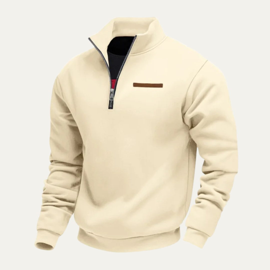 Edwin | Half-Zip Knit Jumper with Stand Collar