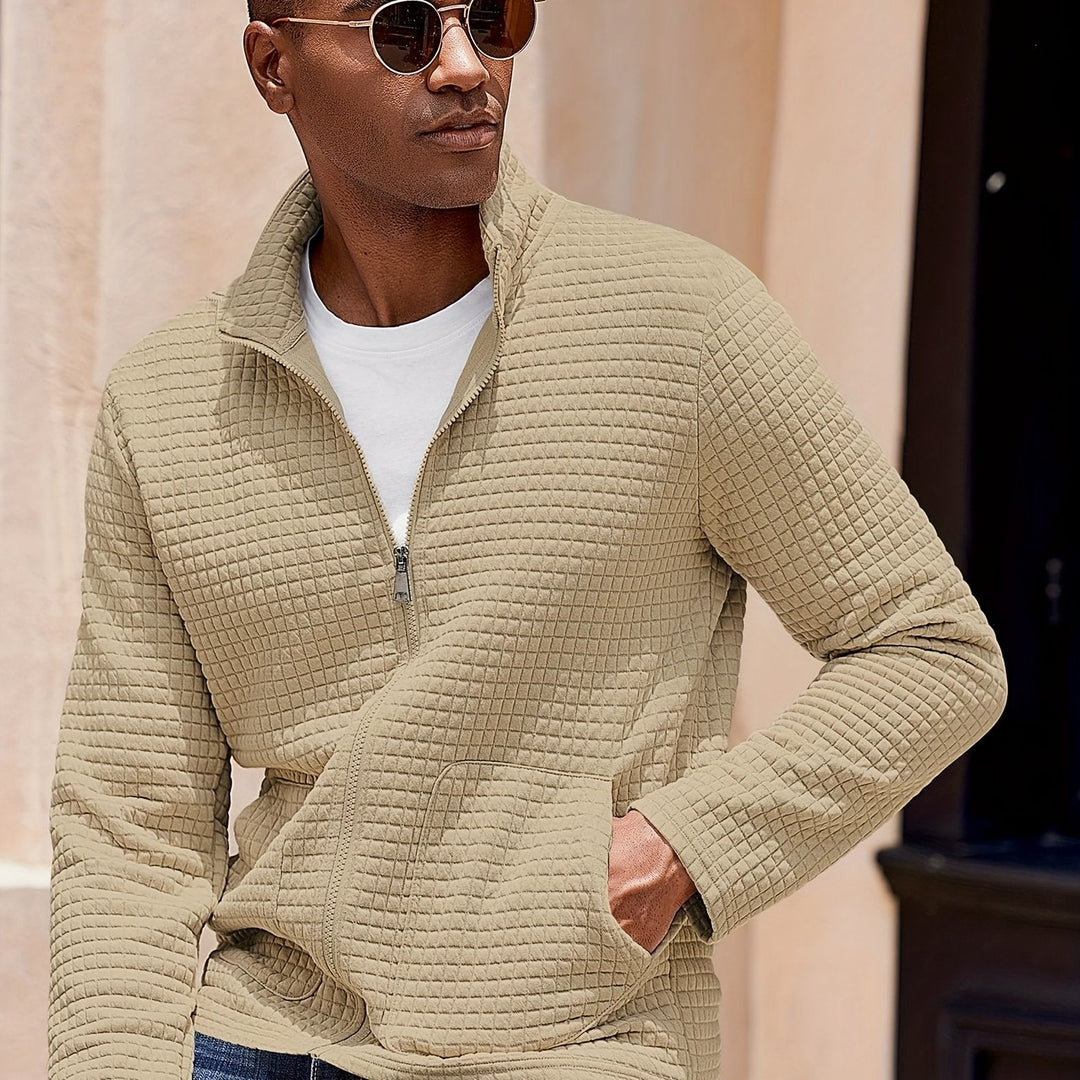 Kieran | Textured Zip-Through Jacket with Stand Collar