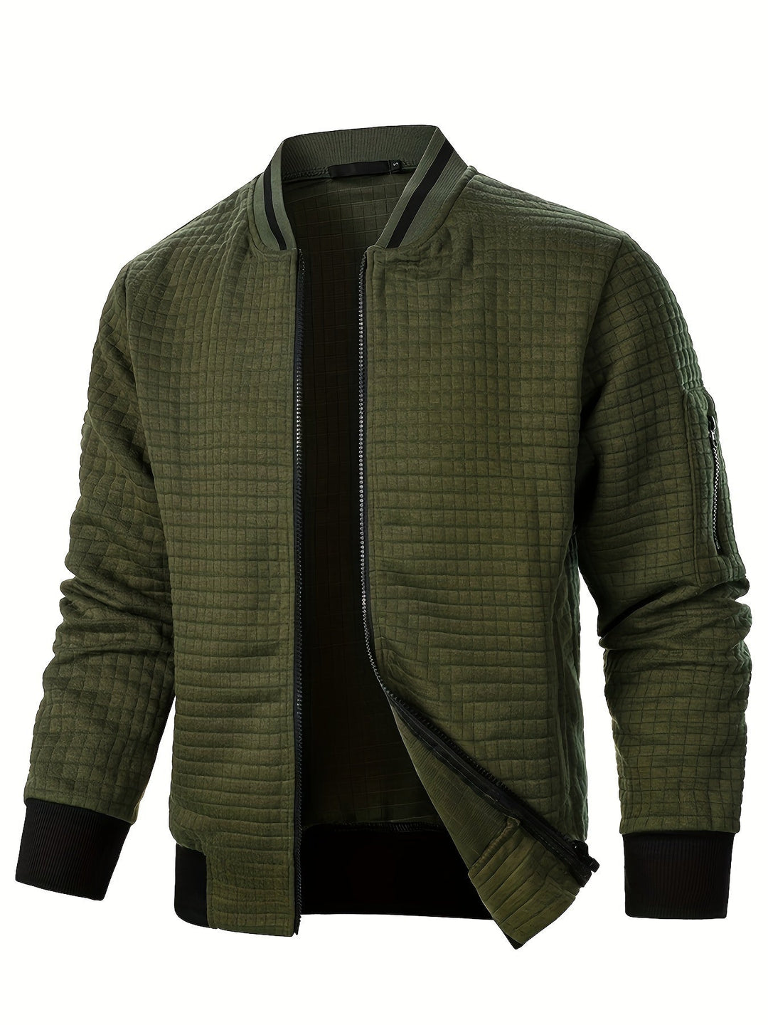 Sean | Textured Bomber Jacket with Ribbed Trim