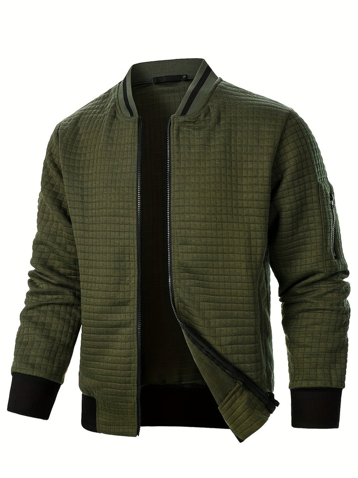 Sean | Textured Bomber Jacket with Ribbed Trim