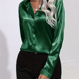 Satin Button-Down Blouse | Luxurious Feel, Professional Elegance
