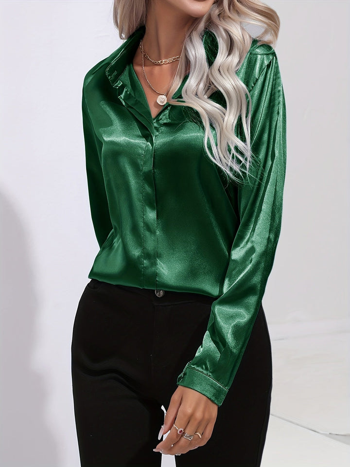 Matilda | Classic Satin Button-Down Blouse