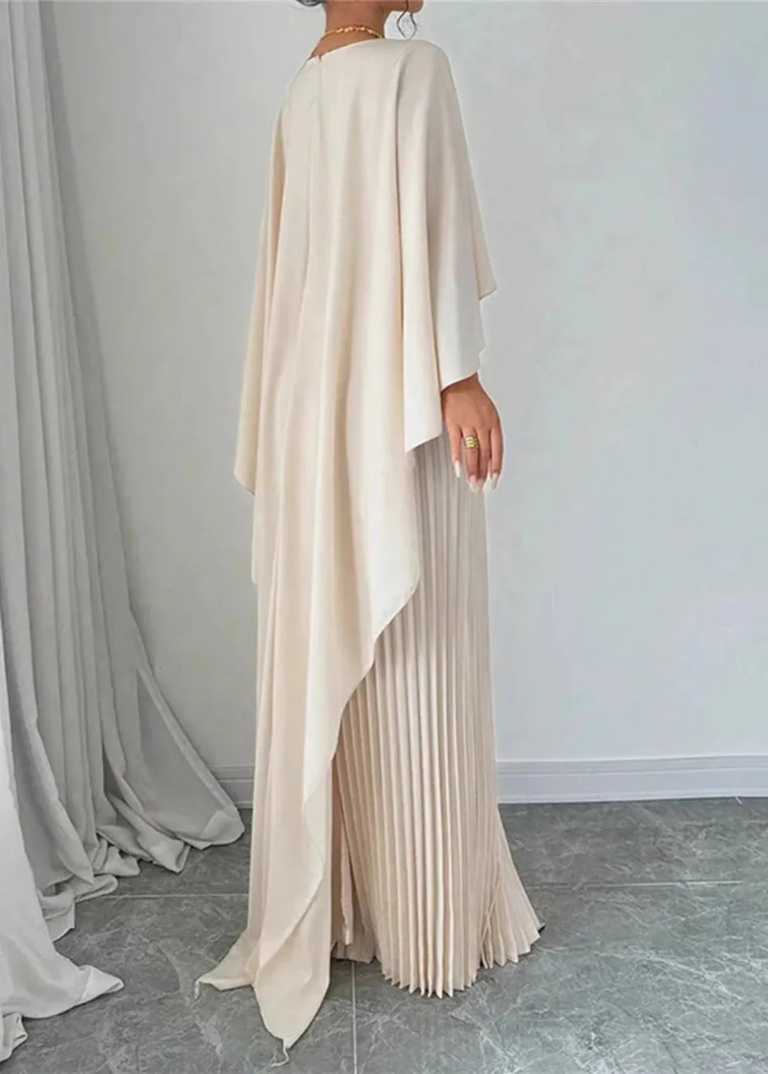 Makayla | Maxi Dress with Pleated Cape for Occasions