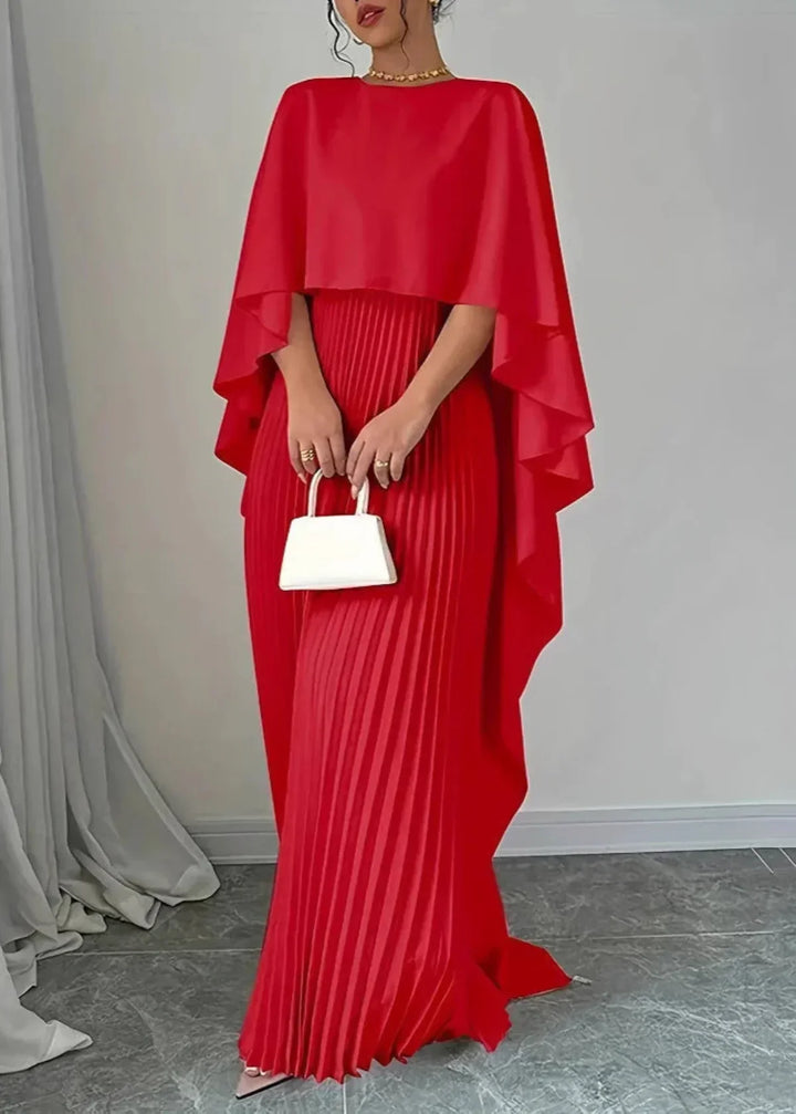 Makayla | Maxi Dress with Pleated Cape for Occasions
