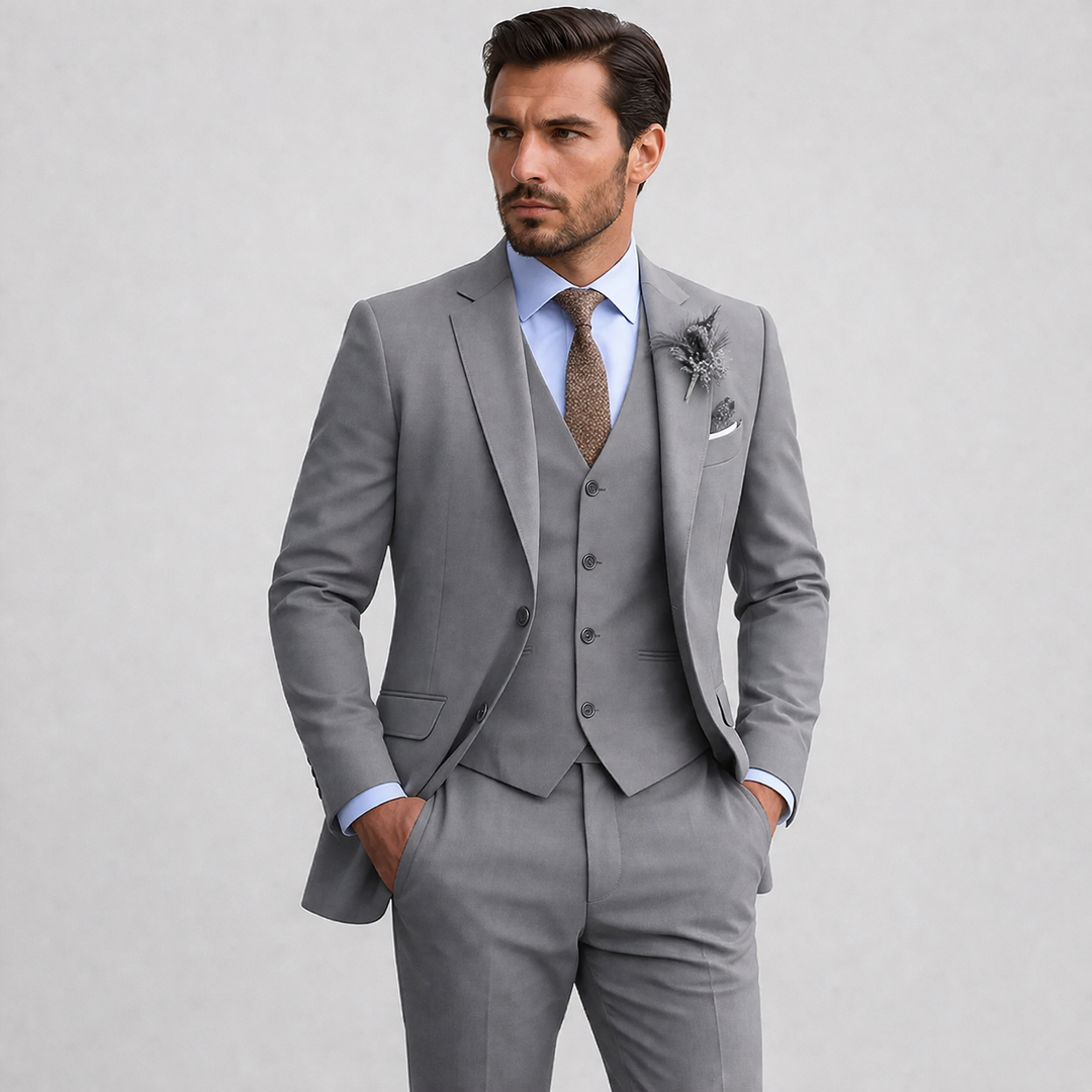 Men's Three-Piece Linen Suit with Waistcoat | Summer Elegance
