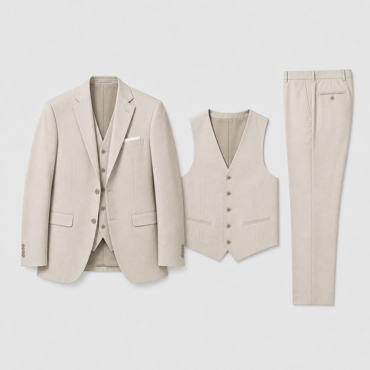 Men's Three-Piece Linen Suit with Waistcoat | Summer Elegance