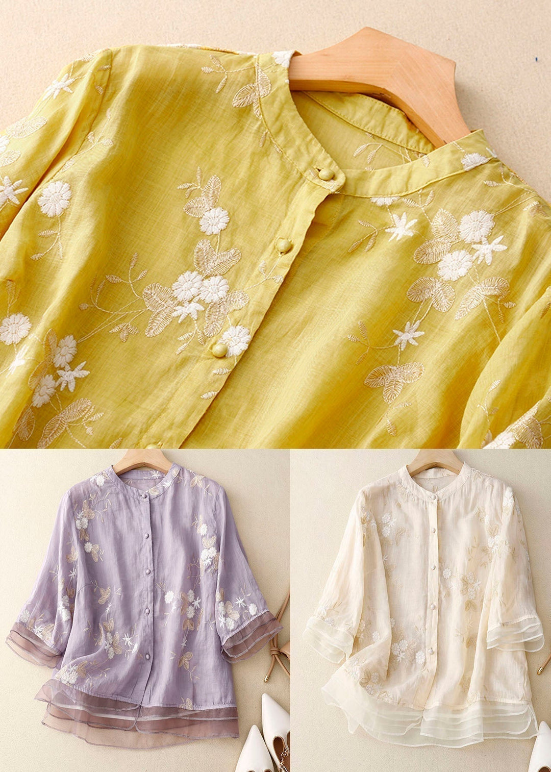 Lucy | Blouse with Floral Accent Details