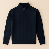 Men's Half Zip Ribbed Sweater | Classic Comfort & Versatile Style