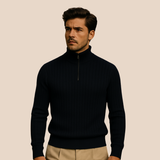 Men's Half Zip Ribbed Sweater | Classic Comfort & Versatile Style