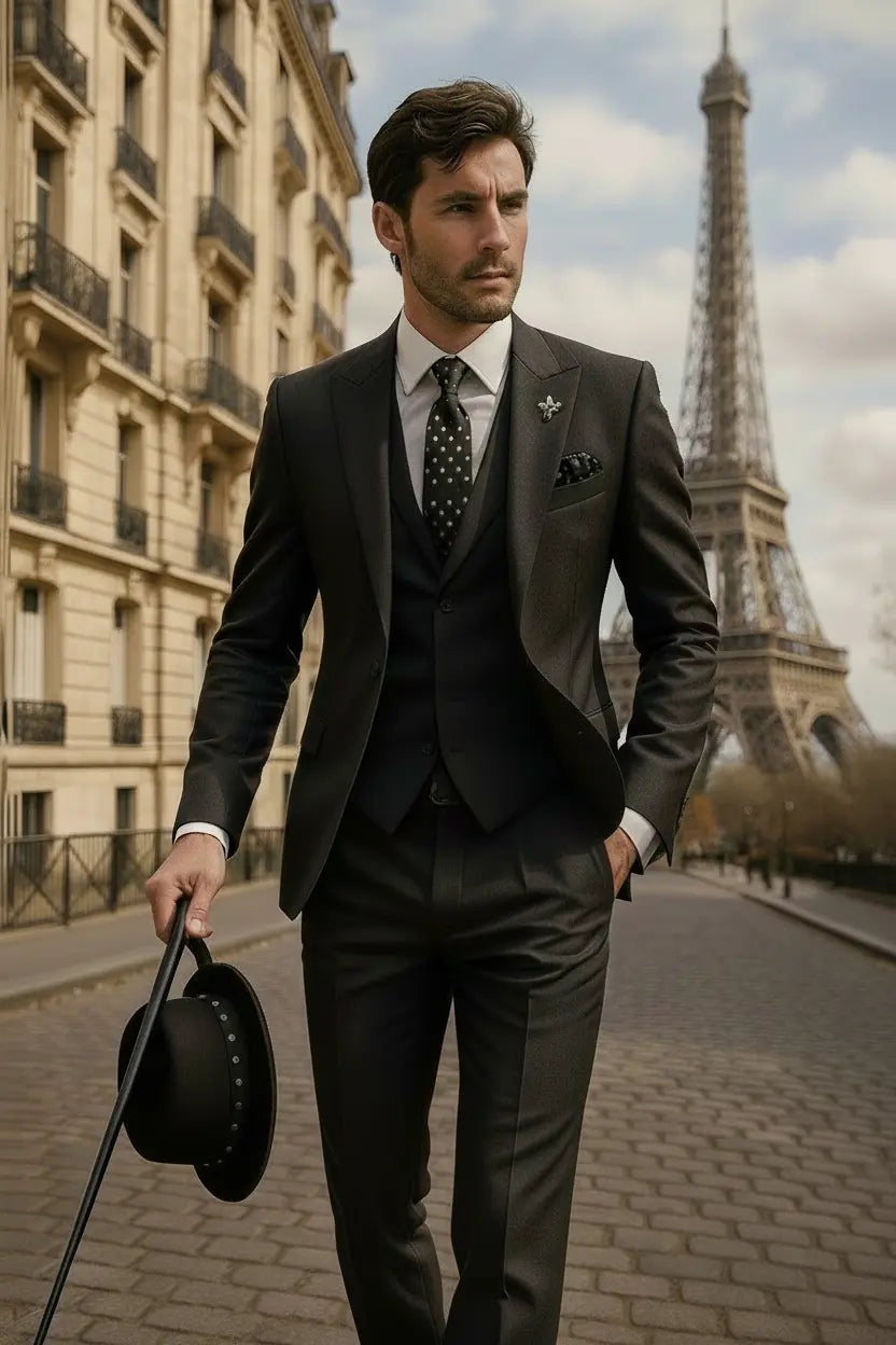 Men's Slim-Fit Three-Piece Suit, Green | Modern Formal Wear