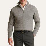 Men's Cable Knit Zipper Sweater | Old Money Sophistication & Winter Warmth