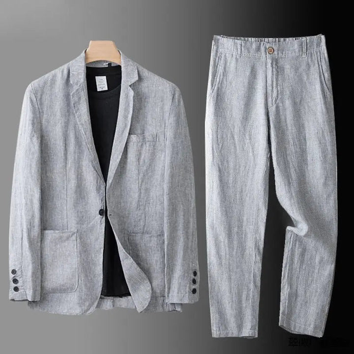 Men's Linen-Blend Suit with Peak Lapel | Smart Casual Refined