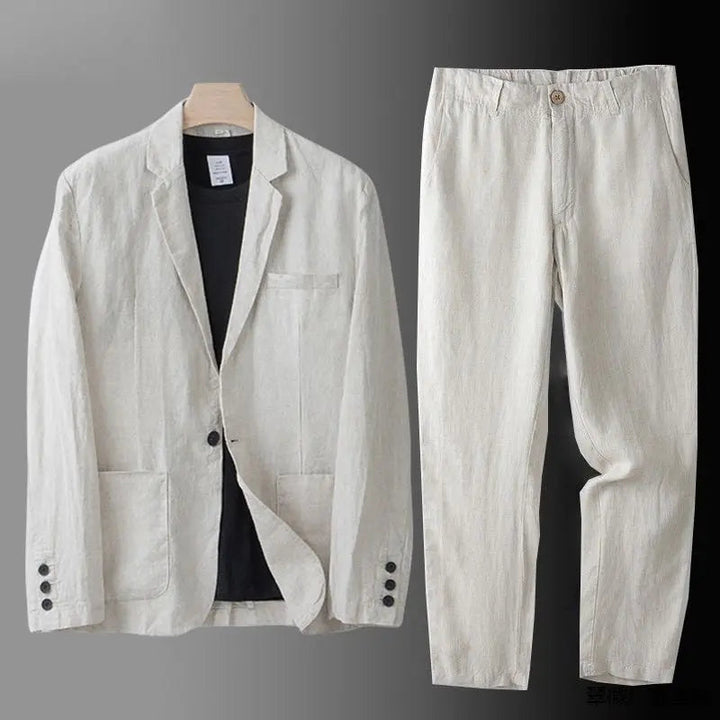 Men's Linen-Blend Suit with Peak Lapel | Smart Casual Refined
