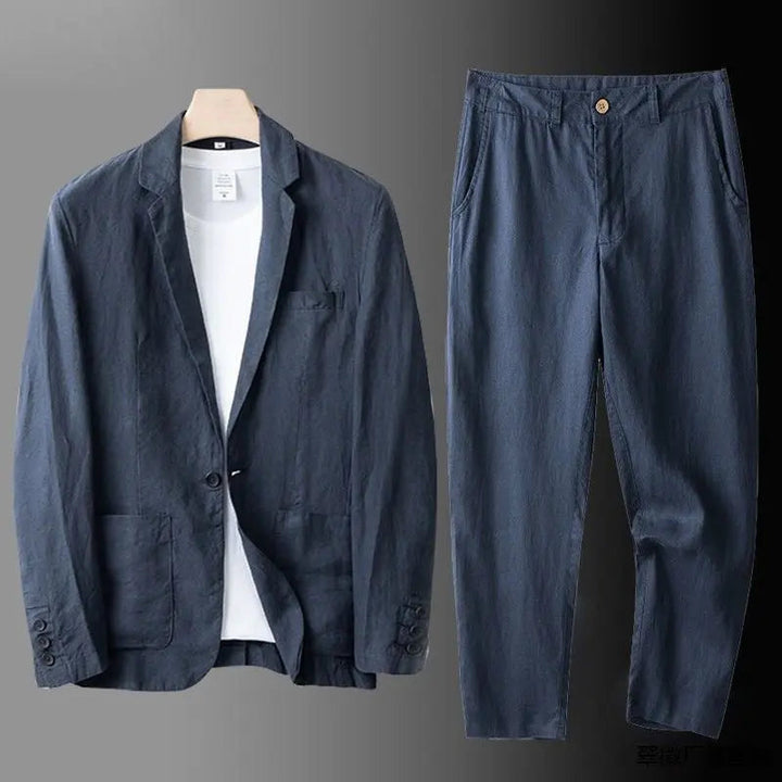 Men's Linen-Blend Suit with Peak Lapel | Smart Casual Refined