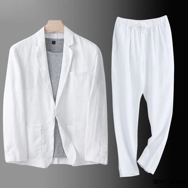 Men's Linen-Blend Suit with Peak Lapel | Smart Casual Refined