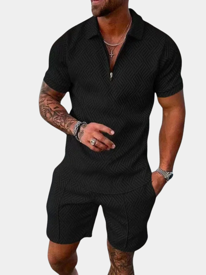 Men's Zip Polo and Shorts Set | Coordinated Summer Look