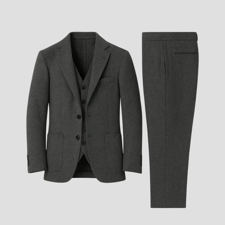 Men's Slim-Fit Three-Piece Suit, Black | Formal Elegance