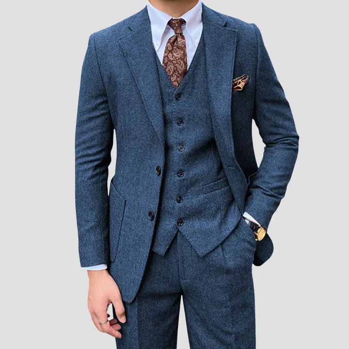 Men's Slim-Fit Three-Piece Suit, Black | Formal Elegance