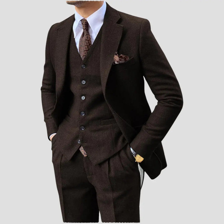 Men's Slim-Fit Three-Piece Suit, Black | Formal Elegance