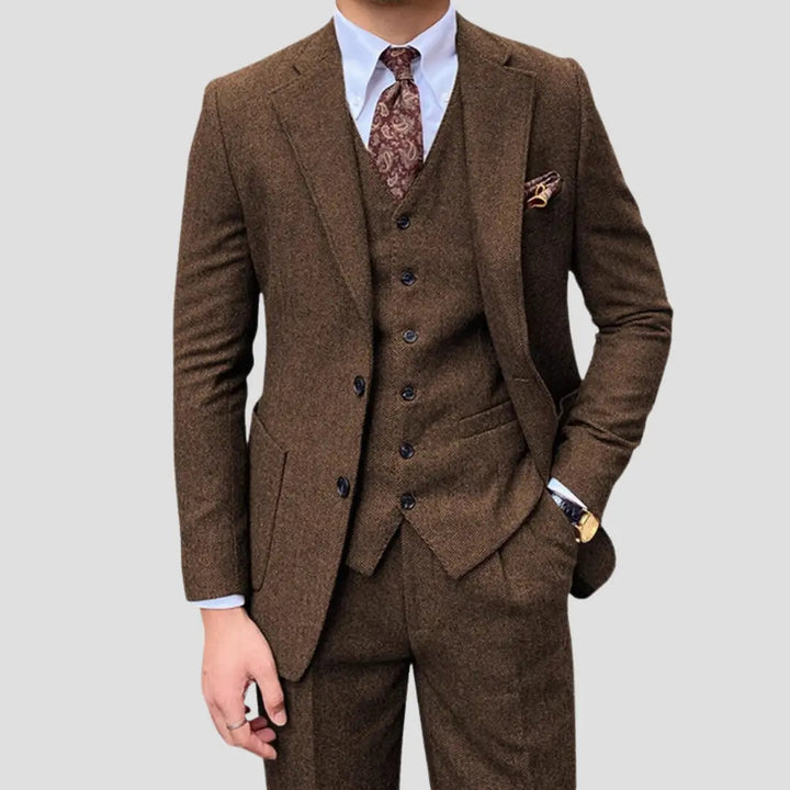 Men's Slim-Fit Three-Piece Suit, Black | Formal Elegance
