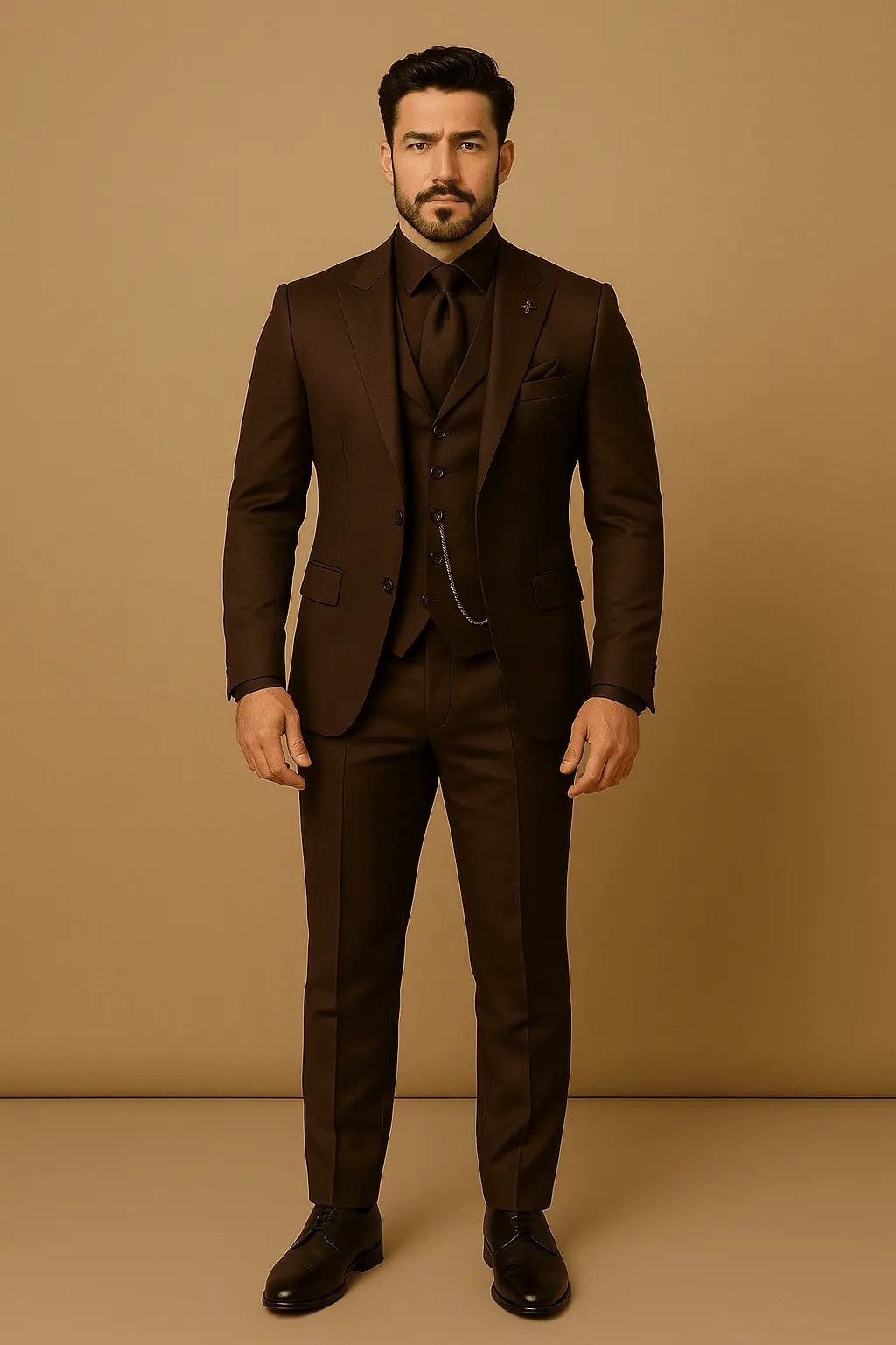 Men's Slim-Fit Three-Piece Suit, Green | Modern Formal Wear