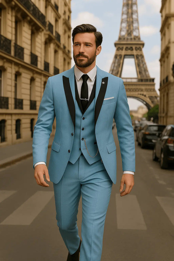 Men's Slim-Fit Three-Piece Suit with Waistcoat | Elegant Green
