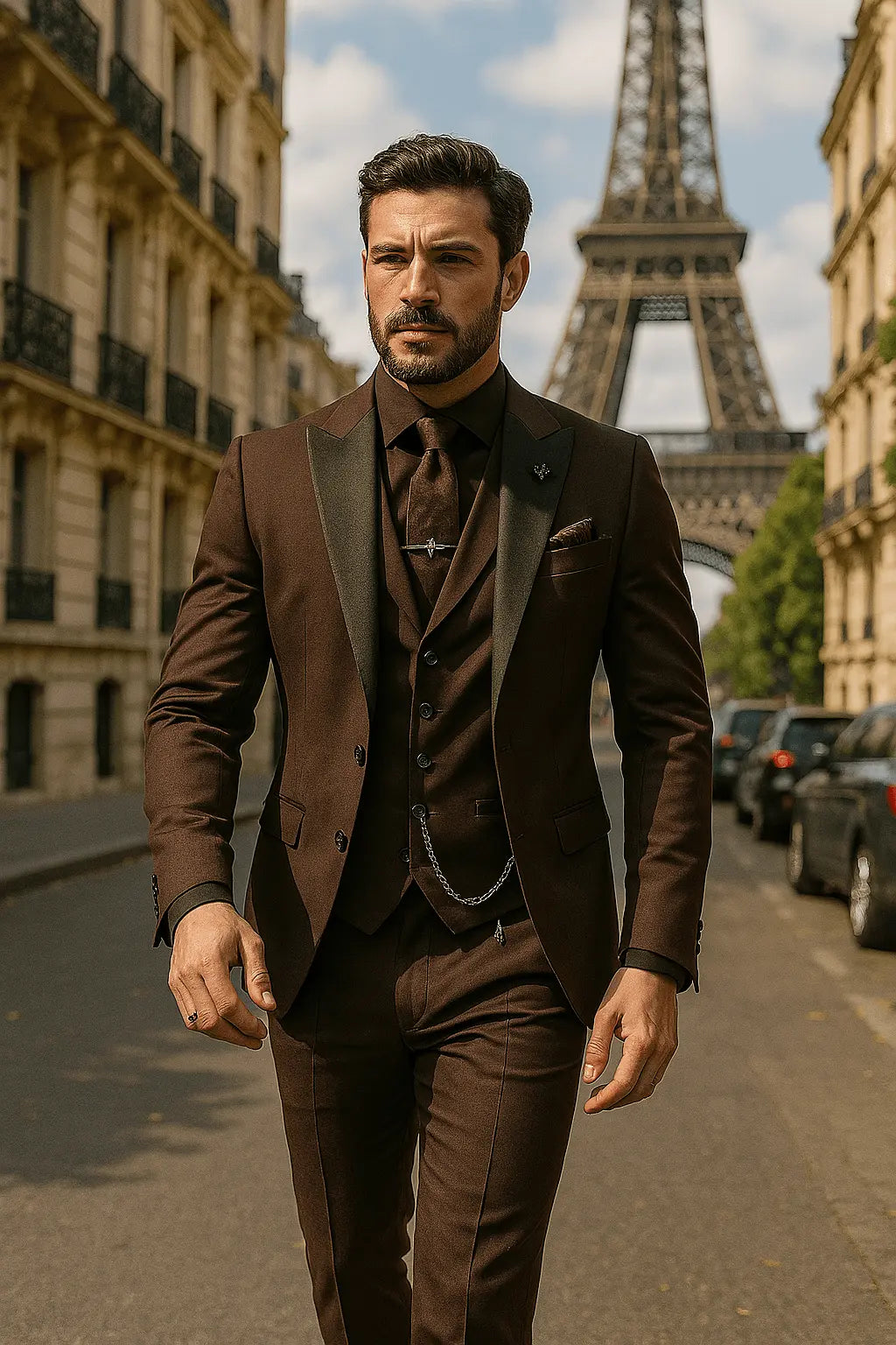 Men's Slim-Fit Three-Piece Suit, Green | Modern Formal Wear