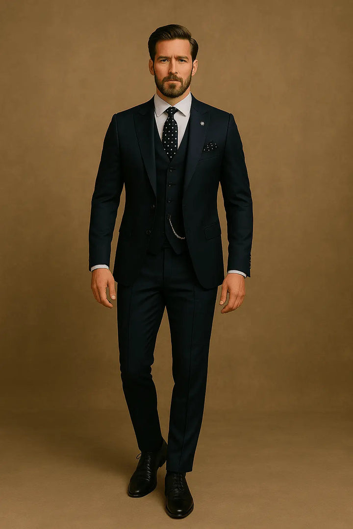 Men's Slim-Fit Three-Piece Suit with Waistcoat | Elegant Green