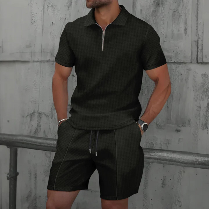 Men's Zip Polo and Shorts Set | Coordinated Look