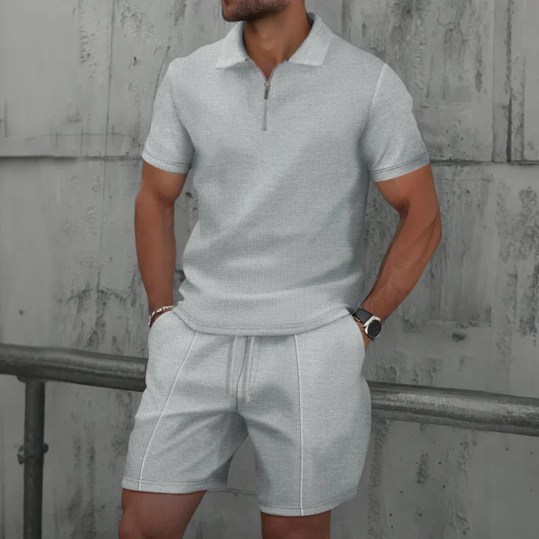 Men's Zip Polo and Shorts Set | Coordinated Look
