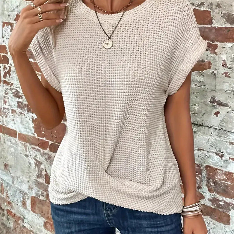 Waffle Knit Casual Tee | Relaxed Comfort with Textured Style