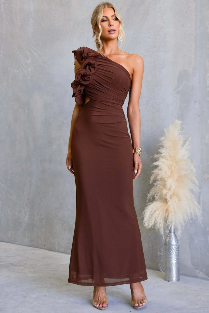 One-Shoulder Ruffle Maxi Dress for Occasions