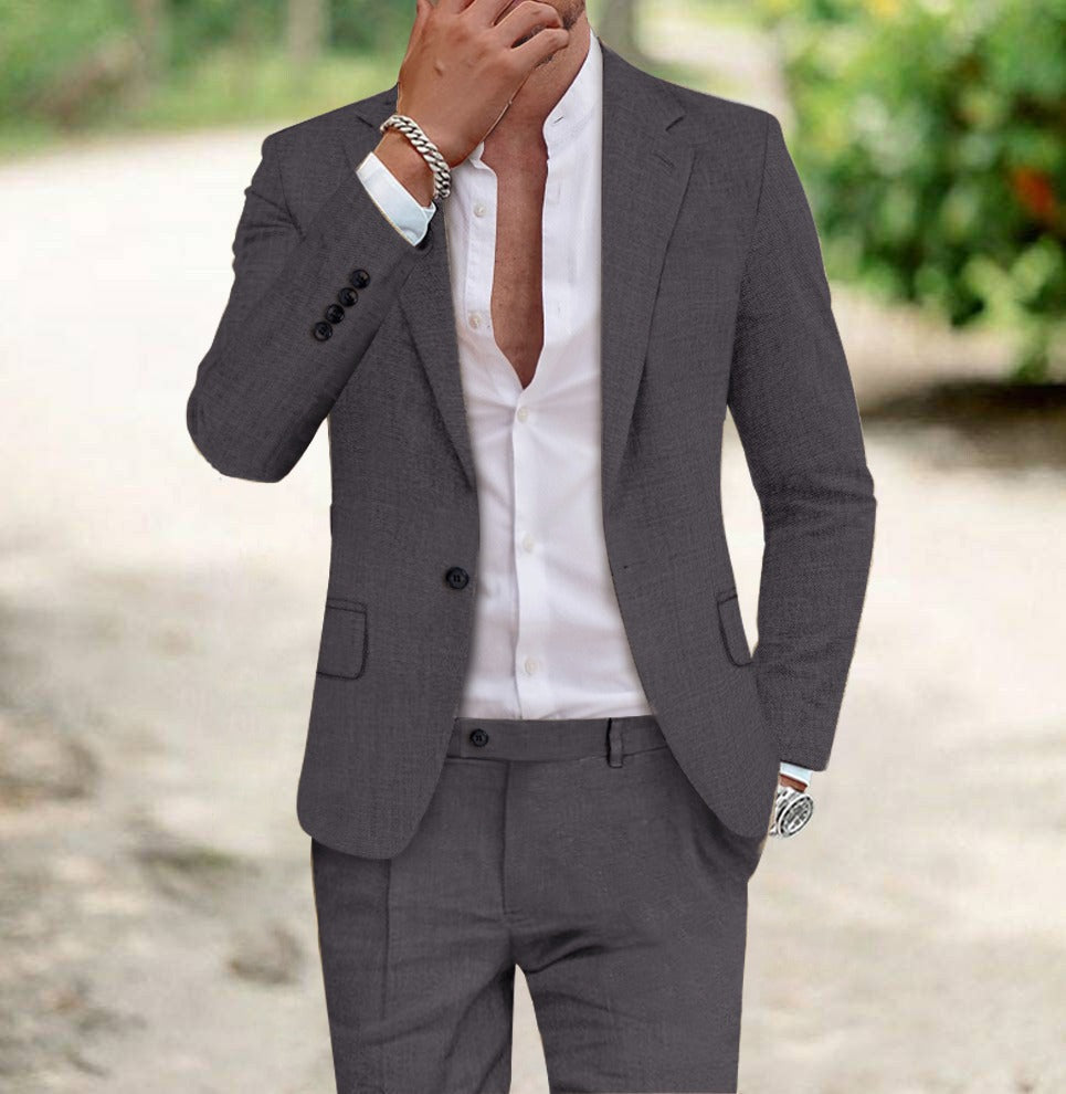 Men's Slim-Fit Linen Suit | Two-Piece Elegant Summer