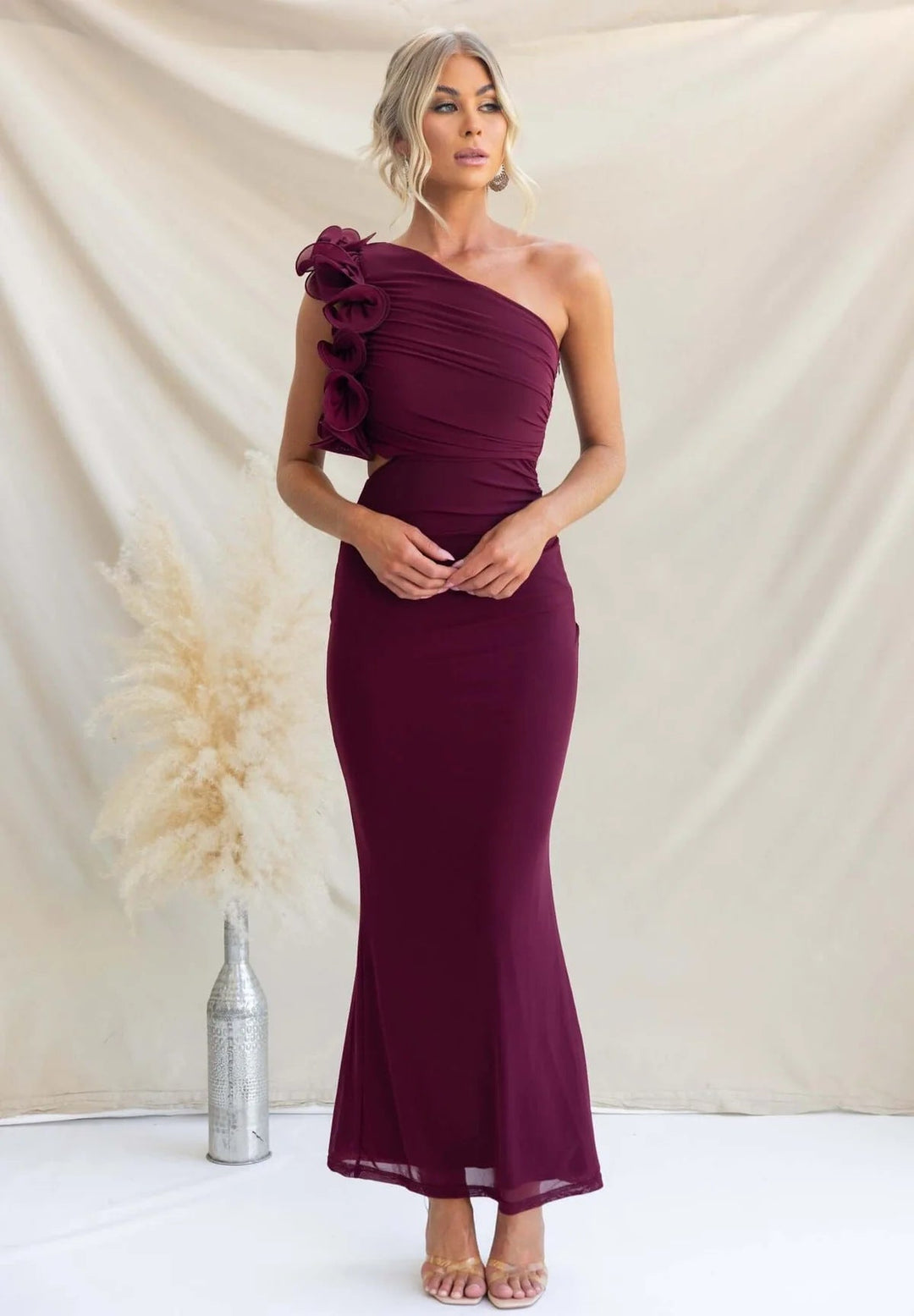 One-Shoulder Ruffle Maxi Dress for Occasions