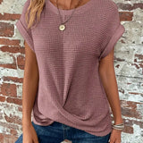 Waffle Knit Casual Tee | Relaxed Comfort with Textured Style