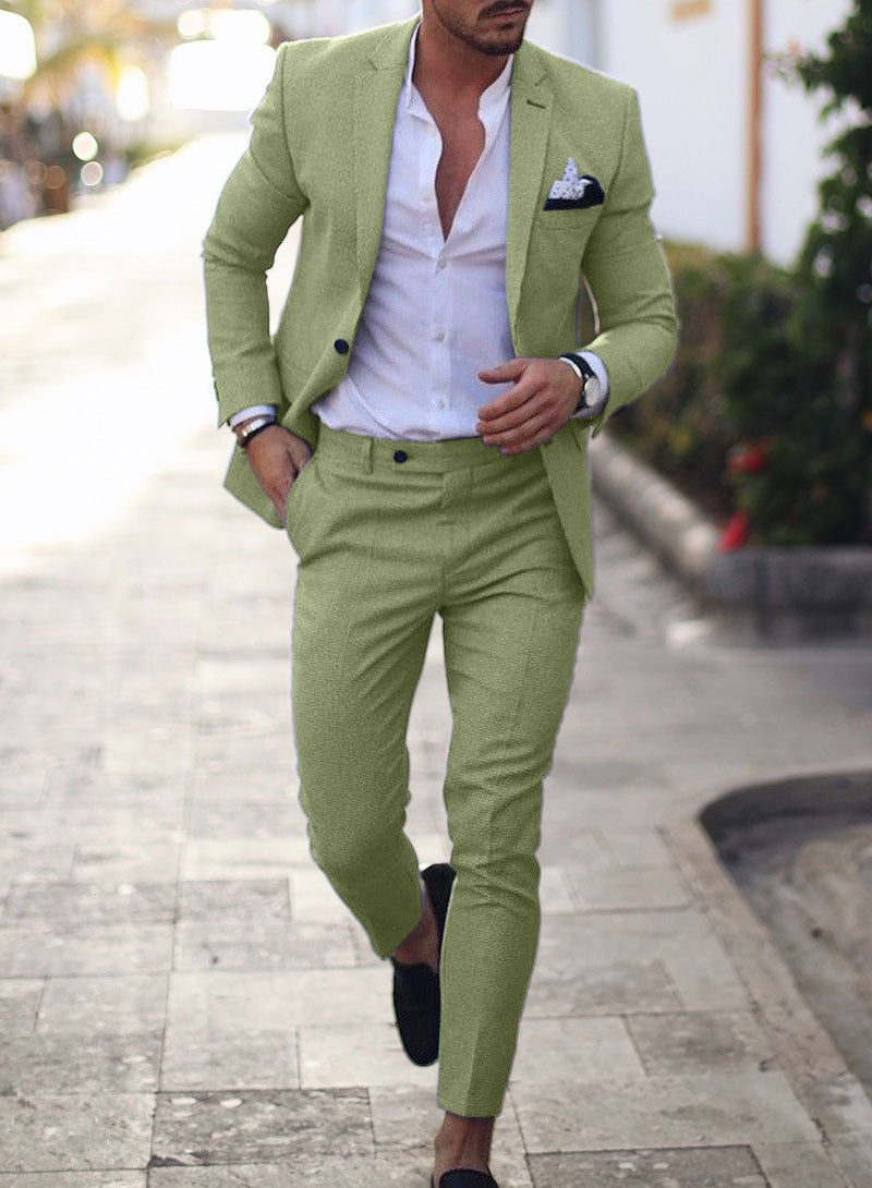 Men's Slim-Fit Linen Suit | Two-Piece Elegant Summer