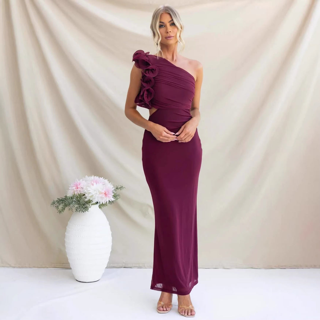 One-Shoulder Ruffle Maxi Dress for Occasions